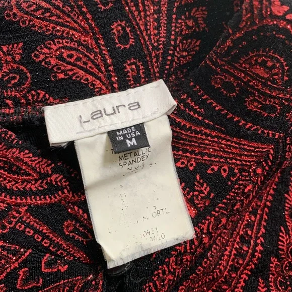 LAST CHANCE Vintage 90s Y2K Red and Black Paisley Women's Top - Picture 2 of 3